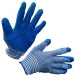 Перчатки  синтетические облитые ПВХ  "Матроска" синие (Только упаковками, в уп.12 шт) (В) Гермес