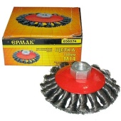 Щетка  метал. для болгарки  (УШМ) "ЕРМАК" 100мм/М14 (крученая тарелка) (656-074) 