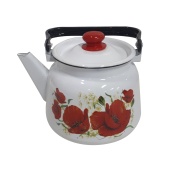 Чайник 2,3л декор с кнопкой Маки белый  С2714.3 (Сибирские травы)